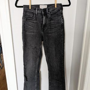 Everlane Women's Raw Hem Kick-Flare Cropped Charcoal Denim Jeans - Size 24